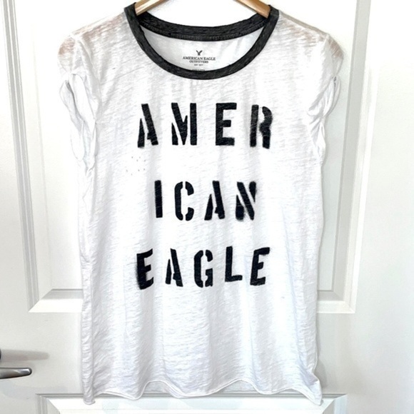 AMERICAN EAGLE | Women’s One Size White Shirt with Black Collar - Picture 1 of 5
